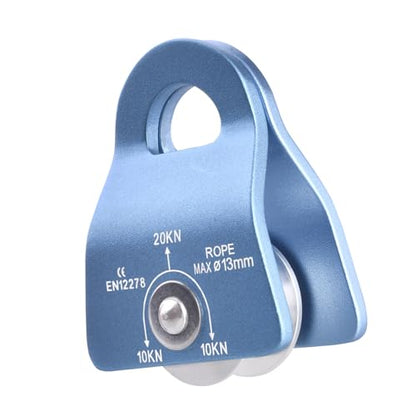 Azarxis 20 kN Micro Side Swing Pulley Prusik Minding Pulleys for 0.47" / 12mm Rope/Cable Rock Climbing Tree Arborist Zipline Lifting Hauling Dragging Rescue Aerrial Work Hitch Tending - color: #01 Blue
