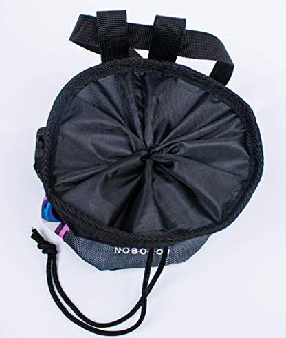 Rock Climbing Chalk Bag | Wide Opening & Fleece Lined | Removable Belt | Large Zippered Pocket | Brush Holder Loops | Bouldering, Gym, Crossfit - color: Moonrise Blue
