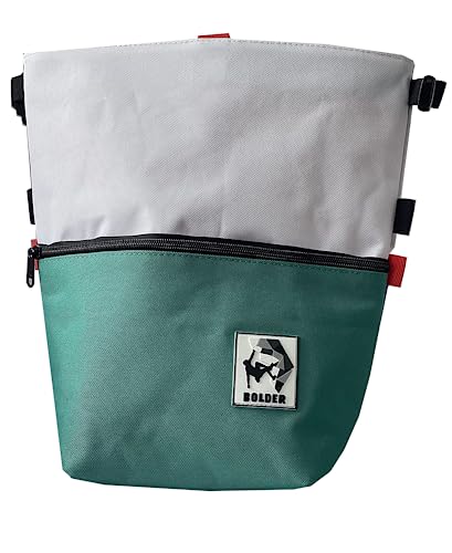 SESH Chalk Bucket - Large Size Chalk Bag for Climbing & Bouldering with Magnetic Closure, 4 Brush Holders, & 2 Side Pockets with Mesh Organizer - Durable - color: Ocean