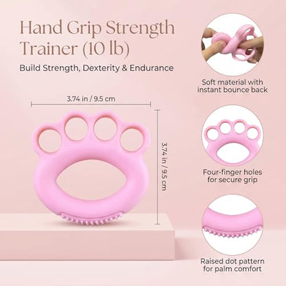 Hand Exercise Ball Set of 2, Finger Therapy Balls for Grip Strengthening, Stress Relief Squeeze Balls for Adults, 4-Ring Design Hand Strengthener for Flexibility and Muscle Recovery, 10lb Resistance