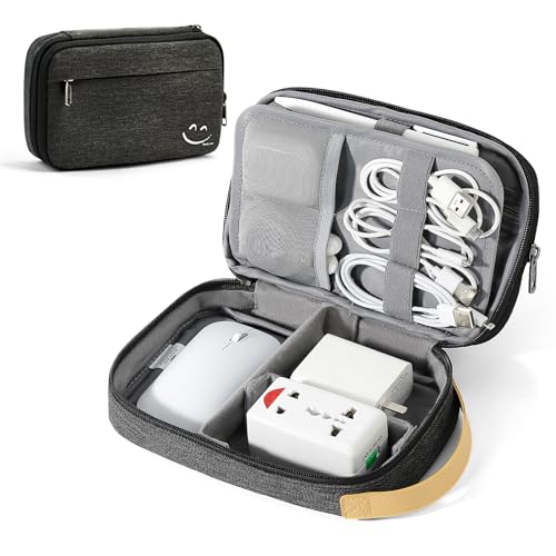 Travelkin Cord Organizer Travel, Cable Organizer For Electronic Accessories | Expandable electronics bag,tech organizer travel case, charger organizer travel case for Card,Usbs, travel essentials - color: Black, size: Medium