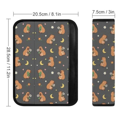2PCS Capybara Moon Floral Black Car Seat Belt Pad Universal Soft and Comfortable Harness Pads Strap for Kids, Car Seats Pushchair Strollers High Chair Pushchair - color: Pattern 25