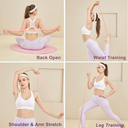 Figure 8 Resistance Band Elastic Bands with Handles for Stretching Working Out Arm Back Shoulder Chest Exercise Rope Bands Fitness Equipment for Yoga, Pilates, Physical Therapy - color: Pink 20LB+Purple 20LB+Blue 20LB