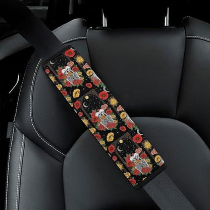 2 Pack Floral Valentines Day Roses Skull Lover Car Seat Straps Shoulder Pads Soft Padded Seat Belt Cushion for Kids, All Vehicles, Pressure Relief - color: Pattern 107