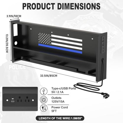 Police Gear Rack with Built-in Power Strip, Tactical Gear Organizer Stand for Duty Belt, Police Vest, Body Armor, Plate Carrier, Helmet Storage, Heavy Duty Gear Rack - size: Wall Mounted