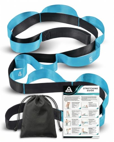 Acozycoo Stretching Strap with Loops for Physical Therapy,Knee,Calf,Back | Yoga Strap for Stretching,Non-Elastic Stretch Band,Rehab,Pilates,Flexibility Training,Hamstring,Leg Lifter,Fascia,Leg,Hip - color: Blue, size: Length: 86 inches, Width: 1.5 inches