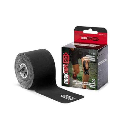 RockTape Go Extra-Sticky Adhesive Pre-Cut Kinesiology Tape (Black) - color: Black, style: EXTRASTICKY