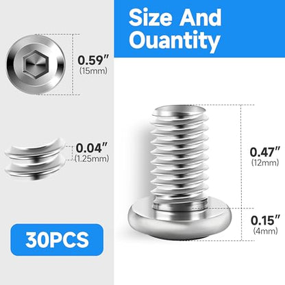 30Pcs M8 Bolt M8 x 12mm Flat Head Socket Cap Screw Bolts, M8 Screws Metric Kit, Stainless Steel Bolts 304, Bright Finish M8x1.25 Bolt by Marysino - color: Silver, size: M8 x 12mm