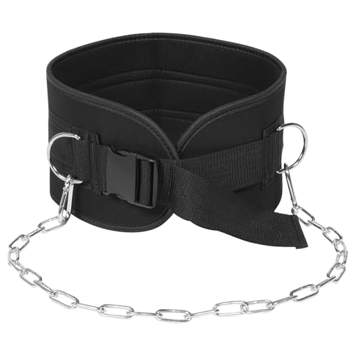 Weightlifting Waist Belt with Heavy Duty Chain for Men Training Equipment for Weighted Pull Ups Dips Squats Contoured Support for Muscle Strengthening and Bodyweight Exercises