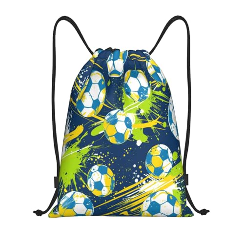 Drawstring Sports Backpacks - Lightweight Swim Gym Bags for Women Men String Sackpack for Beach Travel Yoga(Small, Colorful Soccer Ball) - color: Colorful Soccer Ball, size: Small