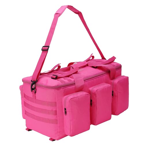3 In 1 Military Duffel Bag 50L Gym Bag for Men Convertible Weekender Backpack for Sports Travel Basketball (50L-Rose) - color: 50L-Rose
