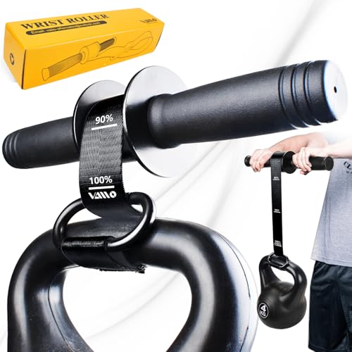 VAIIO Forearm Strengthener and Wrist Roller with Quick Locking Mechanism - Durable PVC Anti-Slip Grip Handles - Perfect for Men and Women - Ideal for Hand, Wrist, and Forearm Strength Training - color: Black