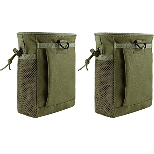 FRTKK Tactical Molle Drawstring Magazine Dump Pouch Outdoor Ammo Pouch, Adjustable Military Utility Belt Fanny Hip Holster Bag - color: 2 Pack-Army green