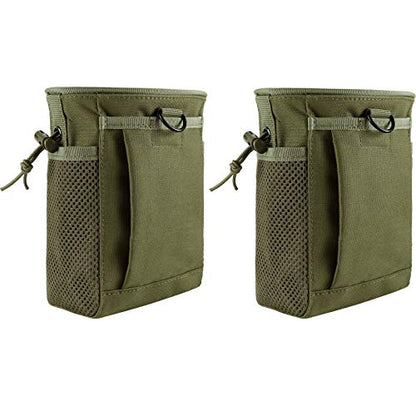 FRTKK Tactical Molle Drawstring Magazine Dump Pouch Outdoor Ammo Pouch, Adjustable Military Utility Belt Fanny Hip Holster Bag - color: 2 Pack-Army green