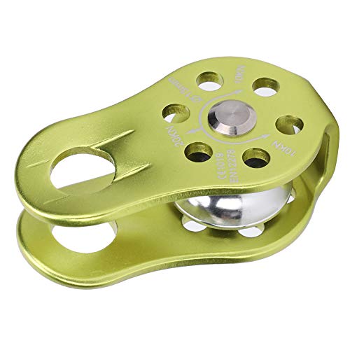 20KN Small Rope Pulley, Rock Climbing Pulley with Ball Bearings for Rock Climbing, Traction, Transportation, and More - color: Green