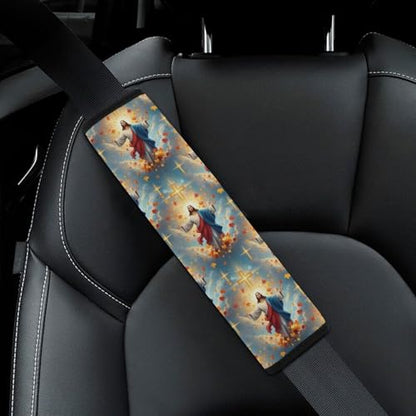 1 Pair Universal Soft and Comfortable Car Seat Belt Pad for Girls and Boys, Most Cars, Religious Christian Jesus Christ God Harness Pads Strap, Neck and Shoulder Support - color: Pattern 548