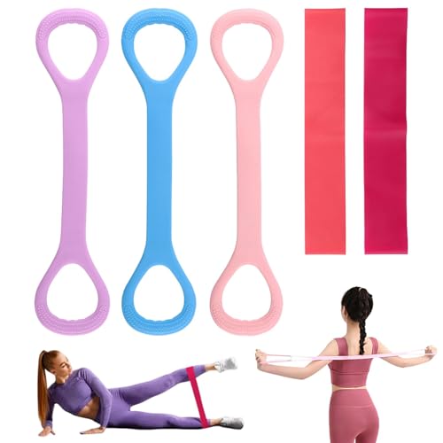 3pcs Figure 8 Resistance Band with Handles,Elastic Bands for Working Out,Arm,Back,Shoulder Training Elastic Ropes with 2pcs Rsistance Bands