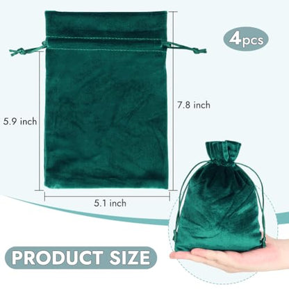 HRX Package Soft Velvet Gift Bags, 5.1x7.8 inch Velvet Drawstring Pouches Deep Teal Green for Jewelry Crystal Dice Tarot Rune (4 Pack) - color: Deep Teal Green
