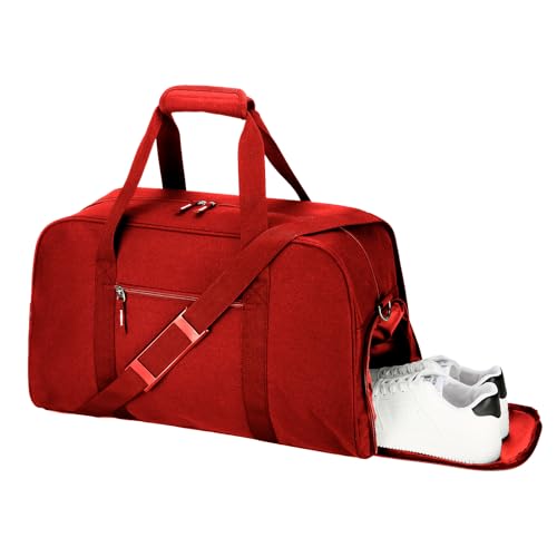 Searock 45L Gym Bag for Men & Women with Shoe Compartment, 21” Large Duffle Bag for Travel, Sports, Fitness & Workout, Red - color: Red
