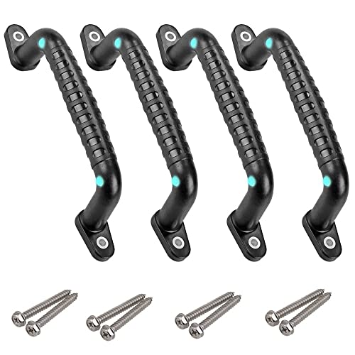 4 Luminous Playground Safety Handles, Sturdy Swing Sets Safety Grab Toys, Jungle Gymnastics and playroom Ladder Handles, Door Handles, bunk Bed (Black) - color: black 4 PCS