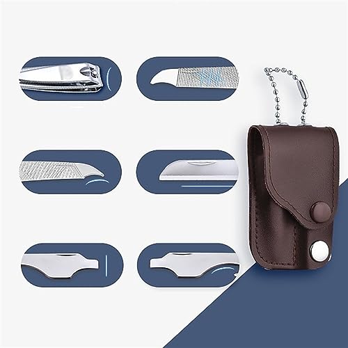 GRFIT Nail Clippers Set Nail Clipper Set with PU Leather Case, Portable Nail Cutter Travel Kit, Multifunctional Manicure Kit with Bottle Opener, Nail File and Knife Manicure Set (Color : A) - color: A