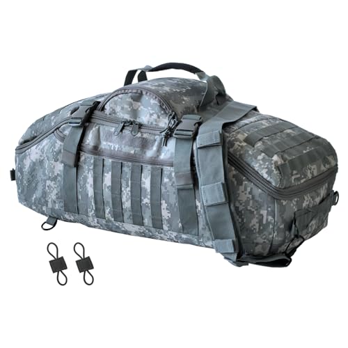 65L Large Travel Duffle Bag Military Tactical Backpack, Army Assault Pack 3 Day Bug Out Rucksack for Outdoor Sports Hiking Camping with Molle System - color: Acu Camo, size: 65L
