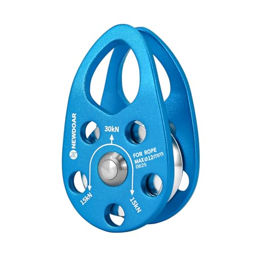 Micro Mobile Pulley 30KN/6746lb Mobile Single Pulley Cheek Shaped for Max Rope 12mm Rope for Climbing, Rescue Lifting,Hitch Tending (Blue-One Unit) - color: Blue-One Unit