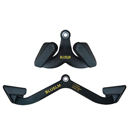 BLUSLM LAT Pull Down Bar for Cable Machine, LAT Pulldown Attachments T-bar V-bar Cable Attachment for Gym, Back Tricep Strength Training Handle - size: 2 Pieces
