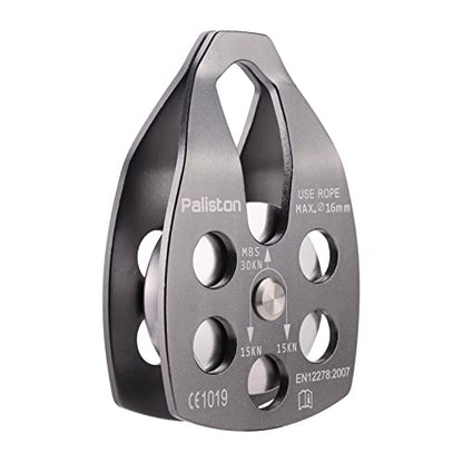 30kN Climbing Pulley with Ball Bearing for Rock Climbing Arborist - color: Grey