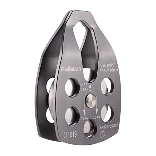 30kN Climbing Pulley with Ball Bearing for Rock Climbing Arborist - color: Grey