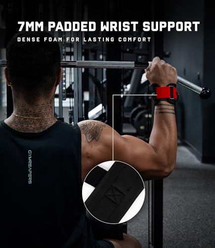 Gymreapers GripLink Lifting Straps – Heavy Duty D-Ring Weight Lifting Wrist Straps with Anti-Slip Silicone Grip Beads, Adjustable Support for Deadlifts, Powerlifting, Cable Machines & Gym Training - color: Red