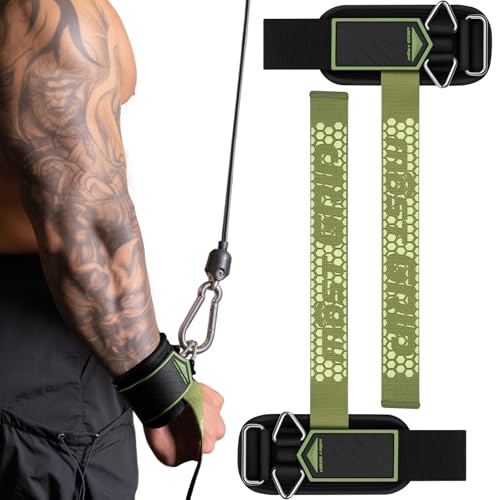 Drip Glue Non-Slip Wrist Straps for Weightlifting, 2-in-1 Lifting Straps with D Rings for Cable Machine Workout, 10mm Neoprene Padded Wrist Wraps for Weight Lifting Deadlift - color: Black-Green, size: M (6.3-8.3Inch)
