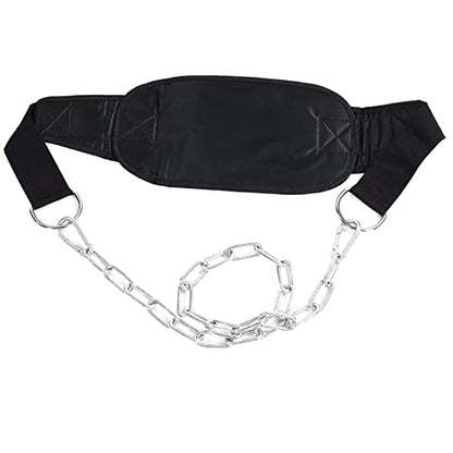 Fitness Drop Weight Dip Belt with 2 Chains Adjustable Nylon Weightlifting Belt for Pull Ups Strength Training
