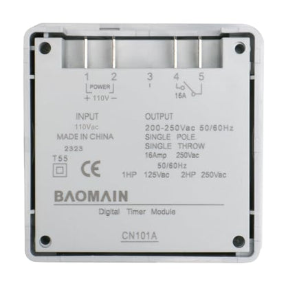 Baomain Time Switch Relay with 4 x Terminal Cable & Waterproof Cover,Digital LCD Programmable Timer,110V AC Input,200-250V 16A Output,28 Programs Daily/Weekly Schedule,CN101A - size: Timer with Terminal Cable & Cover