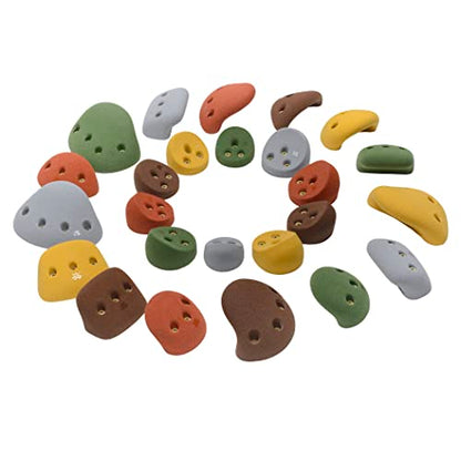 Atomik Rock Climbing Holds Set of 25 Screw-Ons Holds Style 3 in Assorted Earth Tones