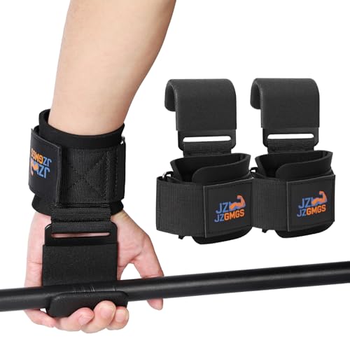 Weight Lifting Hooks (Pair), Heavy Duty Wrist Straps for Weightlifting, Hand Grip Support Lifting Hooks for Weight Lifting, Deadlifts, Pull Ups, Rows & Shrugs - color: Black