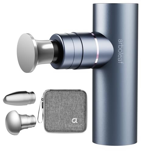 arboleaf Mini Massage Gun Deep Tissue with Metal Heads, Muscle Massager | Premium All-Metal Attachments with a Compact Design and Quiet Motor for Targeted Recovery at Home, the Gym, or on the Go - color: Lightgray