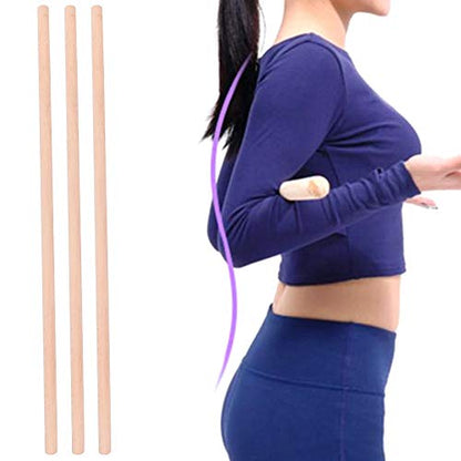 Wood Yoga Stick, 3Pcs Shoulder Opener Fitness Tool, Yoga Accessory Rod for Beginners and Professionals in Home Gym or Studio Practice