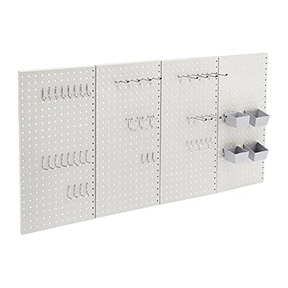 Amazon Basics Rectangular Metal Pegboard Wall Organizer, Tool Storage Organization System, Rust and Scratch Resistant, 48-Piece Kit, Gray