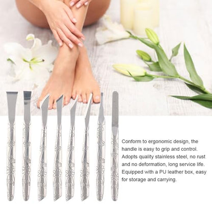 8Pcs Ingrown Toenail Removal Kit, Stainless Steel Pedicure Kit, Pedicure Knife Dead Skin Removal, Ingrown Toenail Treatment Tool Set with A PU Leather Box
