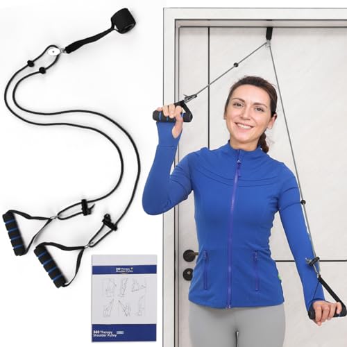 Shoulder Pulley Over The Door Physical Therapy System, Exercise Pulley for Physical Therapy, Alleviate Shoulder Pain and Facilitate Recovery from Surgery - color: Black