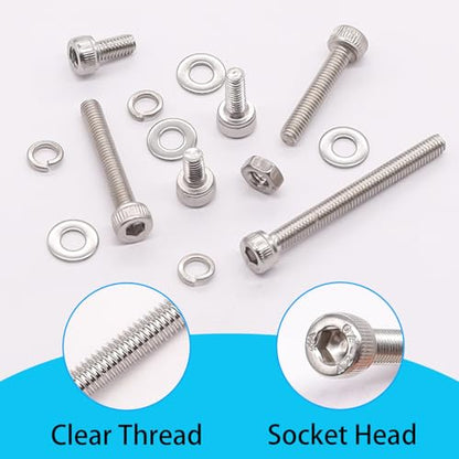 550PCS M3 Screw Kit, M3 x 6/8/12/16/20/25/30mm Hex Socket Head Cap Screws Bolts Nuts Washers Assortment Kit, 304 Stainless Steel Metric Bolts with Hex Wrench - size: SS M3 x 6/8/12/16/20/25/30mm, style: Socket Head