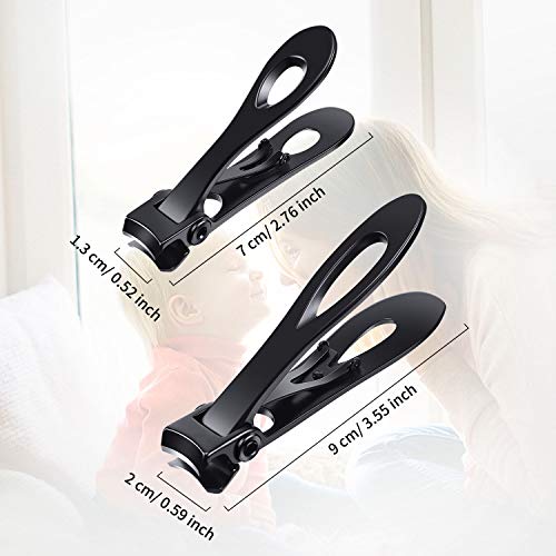 Mudder 2 Pieces Oversized Thick Nail Clippers for Tough Toenails Fingernails Stainless Steel Fingernail Clipper Ultra Wide Jaw Sharp Trimmer Ingrown Manicure Pedicure Men Women Elder, 2 Size(Black)