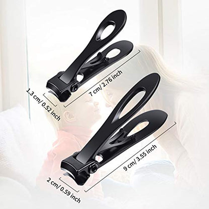 Mudder 2 Pieces Oversized Thick Nail Clippers for Tough Toenails Fingernails Stainless Steel Fingernail Clipper Ultra Wide Jaw Sharp Trimmer Ingrown Manicure Pedicure Men Women Elder, 2 Size(Black)