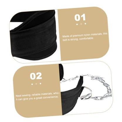 ABOOFAN Nylon Weightlifting Belt with Chain for Bodybuilding and Core Strength Training Fitness Resistance Belt for Men and Women Support for Squats Deadlifts Running Hiking and Climbing