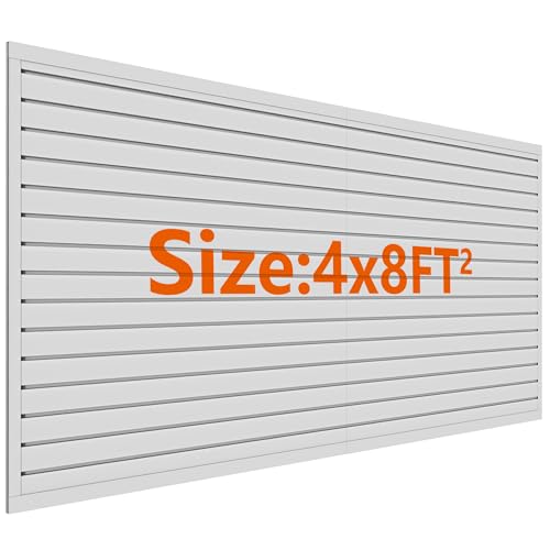 Slat Wall Paneling 4ft x 8ft, Slatwall Panel PVC Garage Storage System | Heavy Duty Wall Mounted Tool Organizer, Slate Board Wall Rack for Tools, Power Equipment & Organization - color: Grey, size: 4ft x 8ft