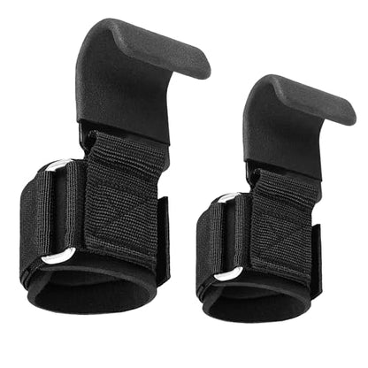 Leikefitness Weight Lifting Hooks for Men & Women (Pair) | 8mm Thick Wrist Padding, Lifting Grips for Powerlifting, Shrugs, Rows, Weightlifting & Gym Workouts