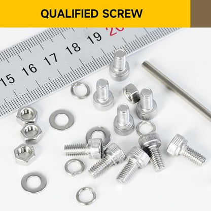 Mywish (100Sets) M4 Screw Kit, M4 x 25mm Socket Head Cap Screws Bolts, 304 Stainless Steel Allen Socket Hex Drive Bolts, Bright Finish M4 Screws with Nuts and Washers & Hex Spanner - size: M4 x 25mm