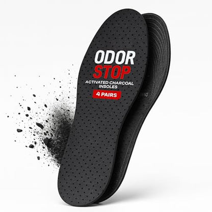 JobSite Odor Stop Insoles - Activated Charcoal Insoles - 4 Pairs
