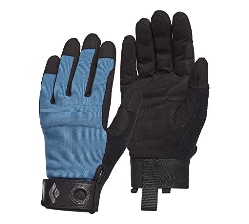 BLACK DIAMOND Men's Crag Gloves, Belaying/Via Ferrata, Leather, Breathable - color: Astral Blue (Full-Finger), size: Large